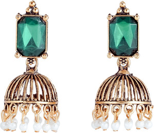 IFQARA Stylish Fancy Light Weight Pearl Gold Platted Ethnic Earrings for Girls & Women Alloy Jhumki Earring