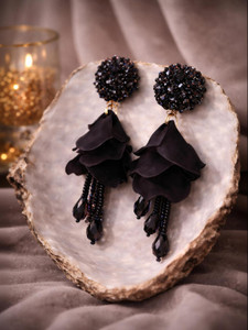 sehzalcreation Midnight Rose Petal Earrings Beads Plastic Drops & Danglers