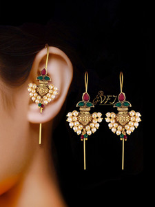 VIGHNAHARTA Sizzling Glittering Multi Pearl ear cuff for Women and Girls Pearl Brass Cuff Earring