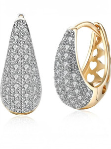 Divastri Crystal Gold Plated Hoop Earrings Crystal Metal Hoop Earring