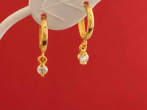 Kesvi 1 GRAM GOLD PLATED DANGLING HOOPS EARRING FOR GIRLS & WOMEN Brass Drops & Danglers, Hoop Earring, Rhinestone Studs, Chandbali Earring, Huggie Earring
