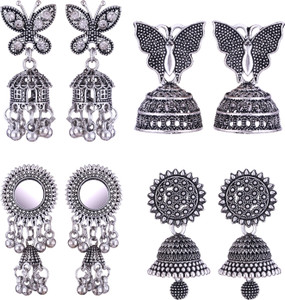 MEENAZ earrings for women silver earrings jhumki combo oxidised jhumka small ear rings Beads, Pearl, Cubic Zirconia, Diamond Brass, Enamel, Copper, Zinc, Stone Drops & Danglers, Chandbali Earring, Earring Set, Jhumki Earring