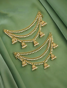 LITRIK Kan Chain Pearl Copper Jhumki Earring