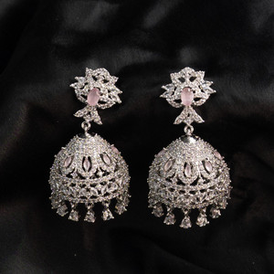 Jewellery Ze Traditonal Ethnic Studded Diamond Platted Big Oxxidize Jhumka Jhumki For Girl Crystal, Diamond Brass Jhumki Earring, Earring Set, Stud Earring