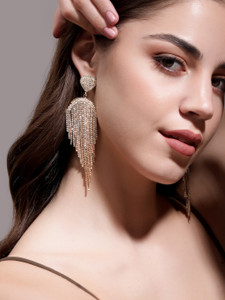 रुबंस वॉगीश Golden Cascade Shoulder Duster Earrings Brass Stud Earring