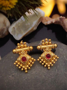 TAJONI 1 Gram Gold Plated Premium Quality Oversize Studs Earrings For Women And Girls Alloy Stud Earring