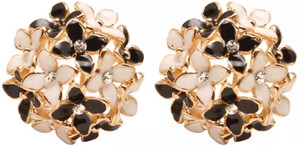 Nilu's Collection Everyday Wear Trendy Flower Clover Stud Earrings for Girls (Black) Copper Stud Earring