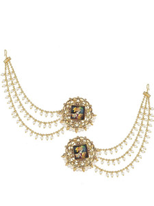 LUXOR Temple Jewellery Bahubali Long chain Jhumkha Pearl Diamond Alloy Jhumki Earring