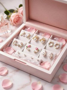 Khattu Store Korean Earrings Combo Set of 8 Best Seller Collection for women and girls Pearl Alloy Stud Earring