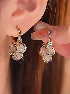 Mellisea Trending Earrings For Women Girl Korean western Stylish fancy light weight shiny Cat's Eye, Opal Alloy Jhumki Earring, Hoop Earring, Huggie Earring, Earring Set