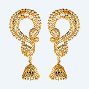 Manikya Gold Plated Kaan Phool Earings Cuff for Women And Girls Brass Jhumki Earring