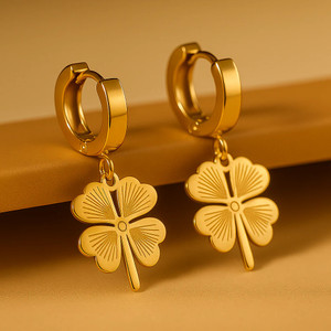 Lady Raiment Anti-Tarnish Flower Shape Gold Plated Drop & Dangle Earrings For Women Party Stainless Steel Stud Earring