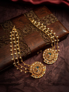Vermont Earring for Women Radha Krishna Temple Jewellery Bahubali Long chain Pearl Pearl Brass, Alloy Jhumki Earring