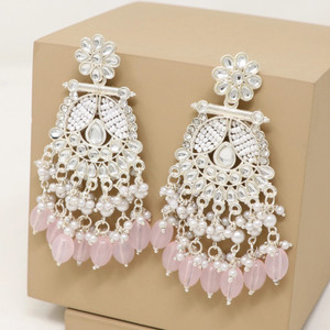 BELWICK Traditional Chandbali Kundan Pearl Beads Alloy Earring Set