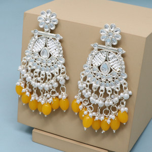 BELWICK Traditional Chandbali Kundan Pearl Beads Alloy Earring Set