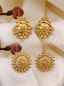 Springal SPARSH JEWELRY 1 Gram Gold Plated Stud Earrings for Women and Girls Cubic Zirconia Alloy Earring Set