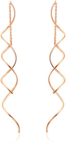 Nilu's Collection Spiral Threader Earrings for Women, Twisted Everyday Earrings (Rose Gold) Copper Drops & Danglers