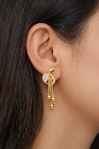 Deeshine Creation Elegant Peacock-Inspired CZ Drop Earrings for Womens & Girls. Cubic Zirconia Alloy Drops & Danglers