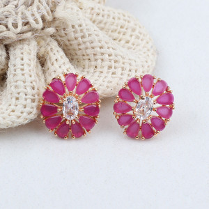 Jewels Corner BEAUTIFUL WITH UNIQUE RUBY AD EARRING Cubic Zirconia Brass Stud Earring