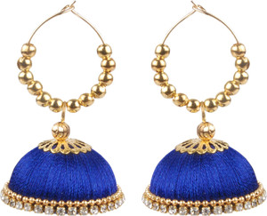 KRISHNA Sparkle Ball Hoop Jhumkas Beads Fabric Hoop Earring