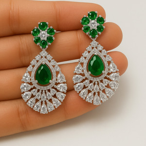 Manuvi Jewels American Dianmond(AD) Cubic Zirconia Alloy Drops & Danglers