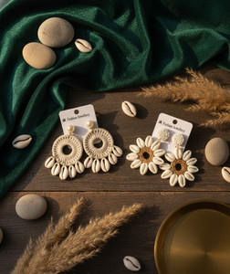 TR HAUTE Boho Shell Crochet Earrings Combo for Women & girl Fabric Earring Set, Drops & Danglers