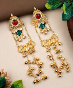 Gopi Jewellery Kashmiri Style Gold Plated Long Chain Earrings Brass Drops & Danglers Alloy Drops & Danglers