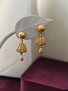 P N JWELS 1 gram gold plated jhumki earrings for women & girls Cubic Zirconia Brass Jhumki Earring, Drops & Danglers, Huggie Earring