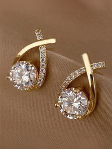 AKISON JEWELS Korean Ad stone western For Women Girls Light Weight Crystal, Cubic Zirconia Alloy Stud Earring, Earring Set, Drops & Danglers