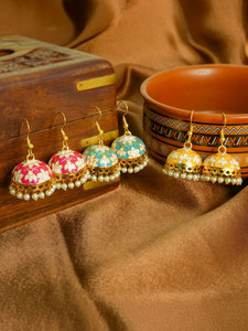 Vesara Jhumke Meenakari Earrings For Women | Traditional Jhumka Combo Earrings Alloy Jhumki Earring