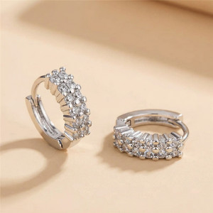 MYKI Sterling Silver 22k White Gold plated Ring Type Earrings for Women Gem Earrings Starry Star Clip on Earrings for Girls Swarovski Zirconia Sterling Silver Stud Earring