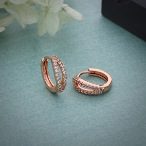 jivaas collection Fancy Rose Gold Huggie Earrings for Women & Girls – Stylish & Stunning Cubic Zirconia Brass Huggie Earring