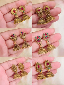 DANGAR ENTERPRISE Gold-Plated Temple Jhumka Earrings Brass Jhumki Earring