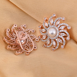 SARAF RS JEWELLERY Sun shaped design stud Earring Cubic Zirconia Brass Stud Earring