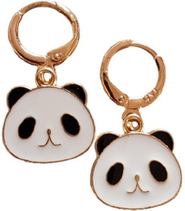 Icandies Cute Panda Earrings Huggies For Women And Girls Alloy Huggie Earring