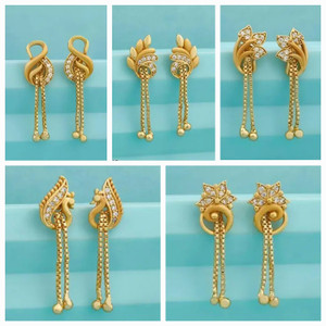 MRR Tradition American Dimond Earrings With Latkan Cubic Zirconia Alloy Drops & Danglers