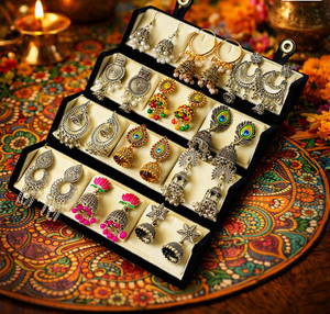 Ratnaasya Oxidised Traditional Earrings Set - Image 1