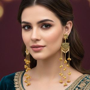 ANNORA INTERNATIONAL Traditional Golden Kashmiri Earring Brass Drops & Danglers