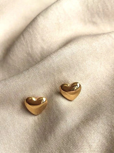 V FASHION JEWELLERY Stylish Fancy Light Weight Gold Small Heart Shape Earrings For Women And Girls Stainless Steel Stud Earring