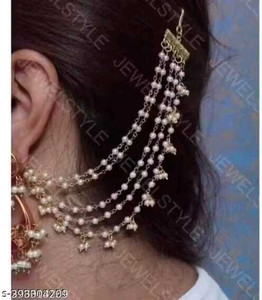 मितरंग क्रिएशन Ganthan lariya kanser/Traditional Rajputi Bridal Earrings with Hair Chain Brass Stud Earring