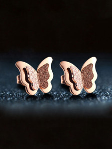 YELLOW CHIMES Charming Dual Butterfly Metal Stud Earring