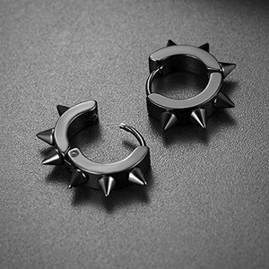 KRYSTALZ Classic Gold Spike Stud Clip-on Hoop Earrings for Mens & Womens Metal Stud Earring