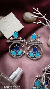 JBRIDERS Blue Patti earings Crystal Alloy Jhumki Earring
