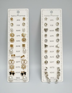 iQna Korean Stylish Stud Earrings Set for Girls, Women & Kids | Pairs 24 Daily Wear Metal Stud Earring