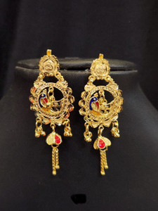 TJH 1 GRAM GOLD PLATED ETHNIC EARRING FOR PARTY WEAR Brass Tassel Earring