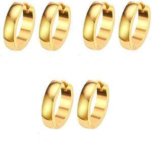 shivay 3 x Mens Golden Bali Mens Earing / Ear rings Combo For Men / Gents / Boys Cubic Zirconia Copper, Brass Stud Earring