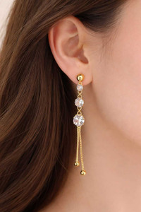 Aza Creation Fashion drop Wedding Bridal Earring Alloy Drops & Danglers. Cubic Zirconia Alloy Drops & Danglers