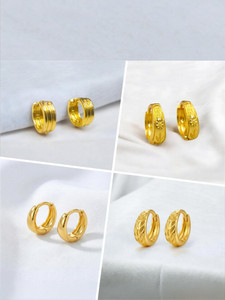 MA FASHION 4 Pair Gold Plated Unisex Hoop Earrings Combo for Men Women Boys Daily Wear Bali Brass, Alloy Hoop Earring, Huggie Earring