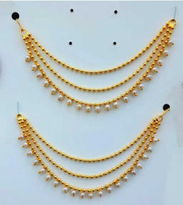 ATHARV ENTERPRISE Traditional Earrings, 3 layer earrings Chain, Matel, Kan chain, ear chain Kanser Brass Cuff Earring