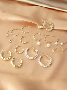 polluxcraft Combo Earrings For Women Girls Korean western Light Weight Stylish fancy Latest Pearl Alloy Stud Earring